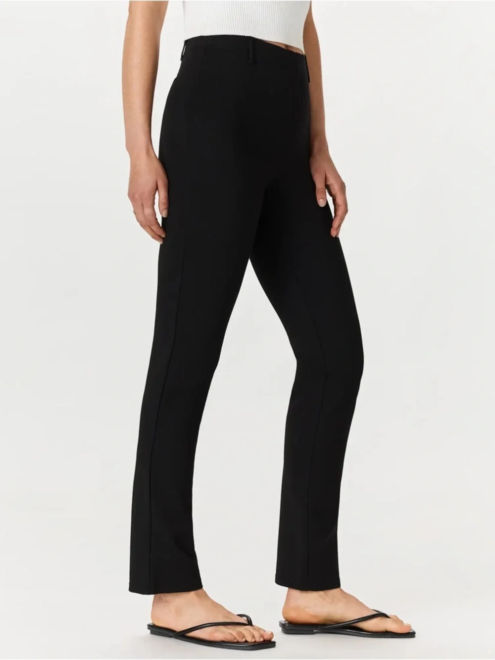 Quince Ultra Stretch Ponte Straight Leg Pants Black Small - Picture 1 of 9
